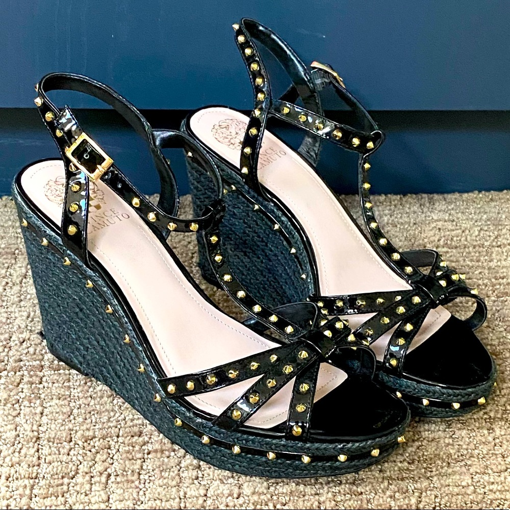 🔥 Vince Camuto Gold Studded Black Espadrilles - sz10
